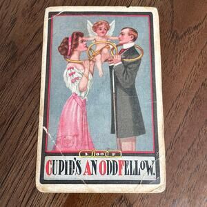 Cupid's an Odd Fellow Postcard IOOF Unsigned Litho Frank Carolan O'Neill FLAW
